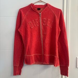 Diesel Red Zip-Up Sweater